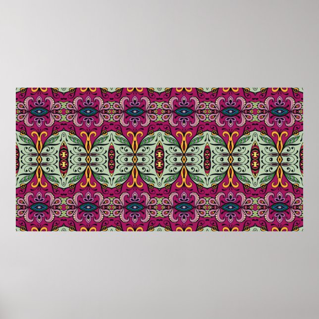 Colourful tribal ethnic seamless pattern poster (Front)
