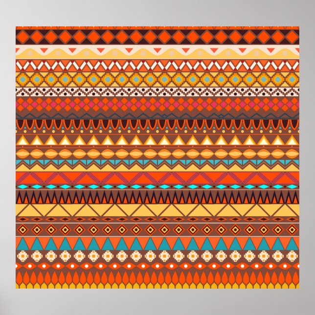 Colourful tribal ethnic seamless pattern. poster (Front)