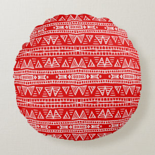 Colourful tribal ethnic seamless pattern round pillow