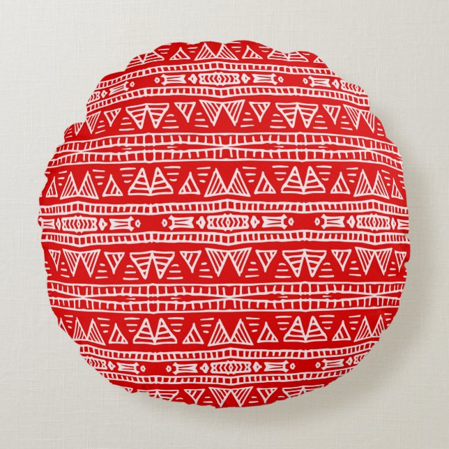 Colourful tribal ethnic seamless pattern round pillow (Front)