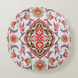 Colourful tribal ethnic seamless pattern round pillow