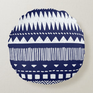 Colourful tribal ethnic seamless pattern round pillow