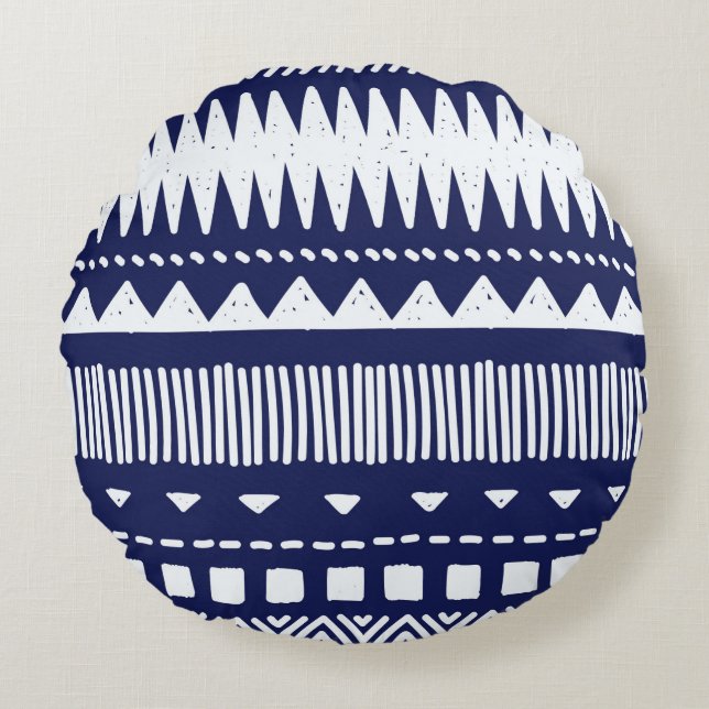 Colourful tribal ethnic seamless pattern round pillow (Front)