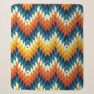 Colourful tribal ethnic seamless pattern sherpa blanket