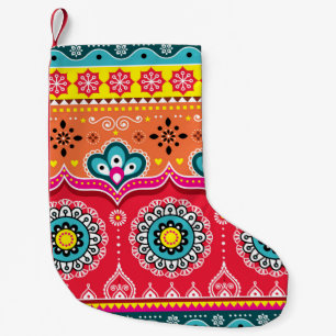 Colourful tribal ethnic seamless pattern small christmas stocking