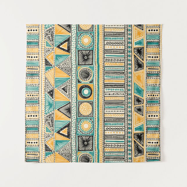 Colourful tribal ethnic seamless pattern tapestry (Front)