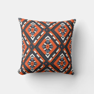 Colourful tribal ethnic seamless pattern throw pillow