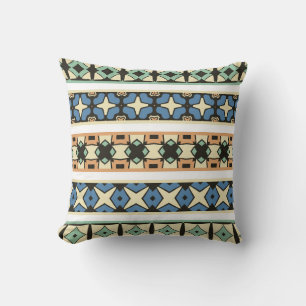 Colourful tribal ethnic seamless pattern throw pillow