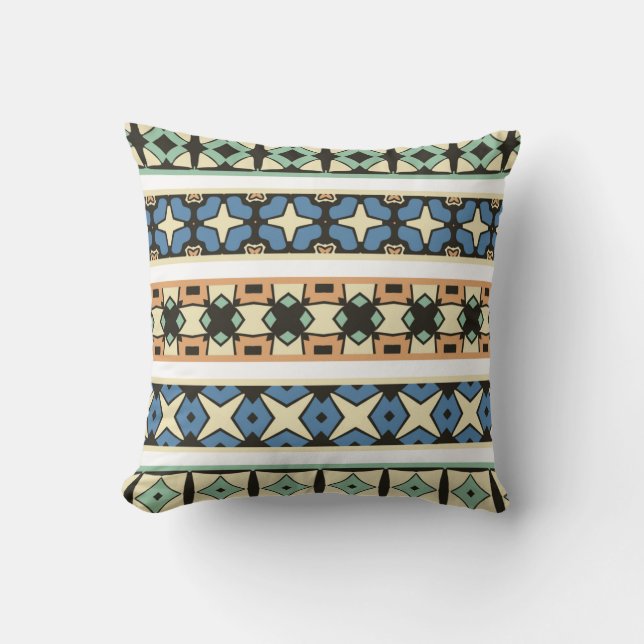 Colourful tribal ethnic seamless pattern throw pillow (Front)