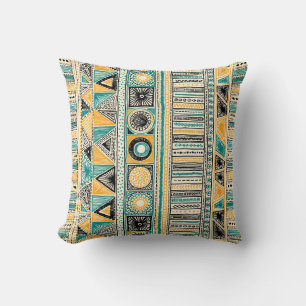 Colourful tribal ethnic seamless pattern throw pillow