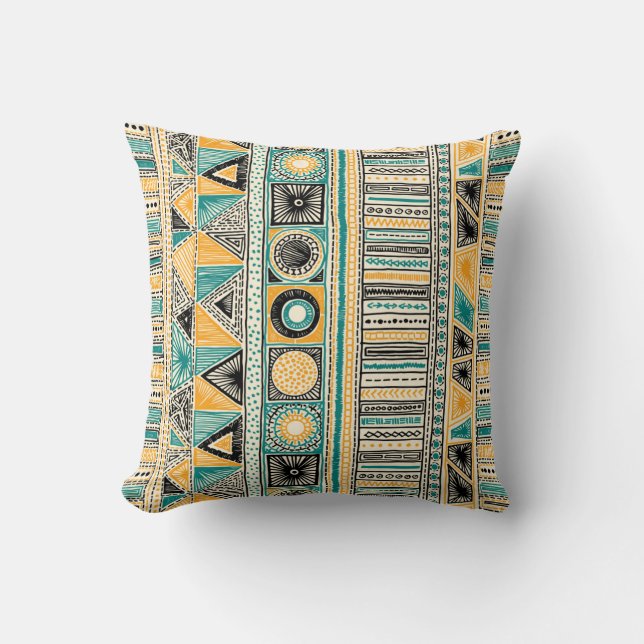 Colourful tribal ethnic seamless pattern throw pillow (Front)
