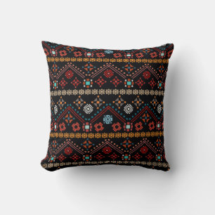 Colourful tribal ethnic seamless pattern throw pillow