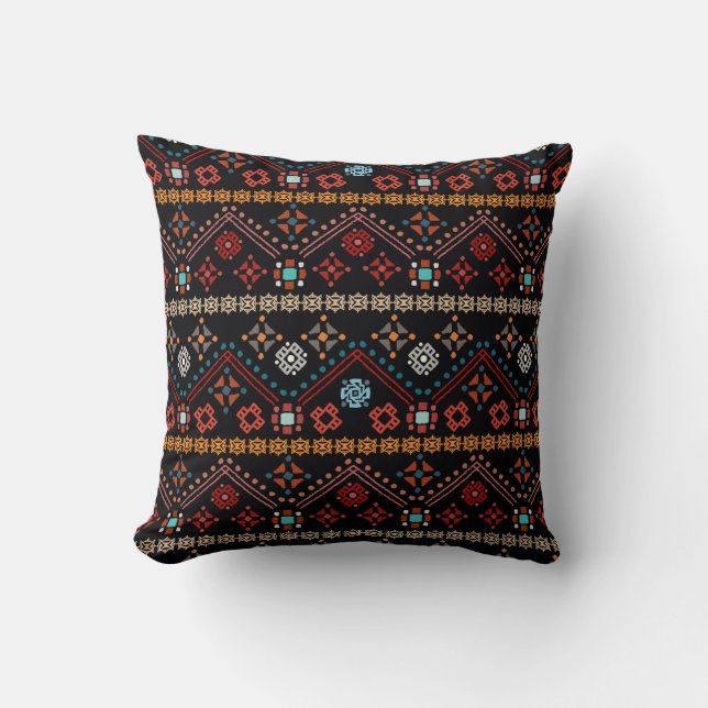 Colourful tribal ethnic seamless pattern throw pillow (Front)