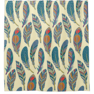 Colourful tribal feathers, ethnic seamless design.