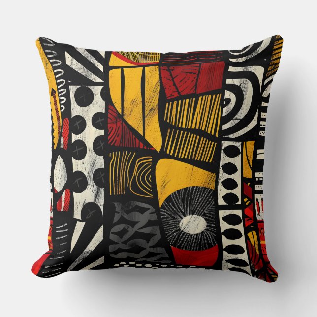 Colourful Tribal Flow Throw Pillow (Front)