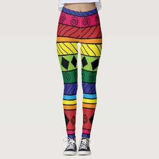 Colourful tribal geometric doodle legging
