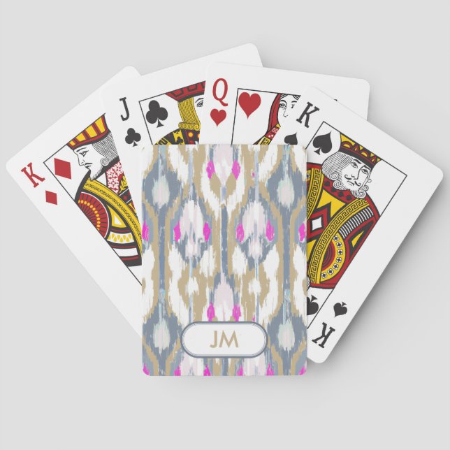 Colourful tribal geometric ikat pattern playing cards (Back)