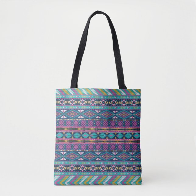 Colourful Tribal Geometric Pattern Tote Bag (Front)