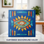 Colourful Tribal Mosaic Art Tile<br><div class="desc">Colourful Tribal Mosaic Art.
Customize background colour to fit your decor.</div>