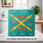 Colourful Tribal Mosaic Art Tile<br><div class="desc">Colourful Tribal Mosaic Art.
Customize background colour to fit your decor.</div>