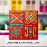 Colourful Tribal Mosaic Art Tile<br><div class="desc">Colourful Tribal Mosaic Art.
Customize background colour to fit your decor.</div>