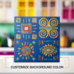 Colourful Tribal Mosaic Art Tile<br><div class="desc">Colourful Tribal Mosaic Art.
Customize background colour to fit your decor.</div>