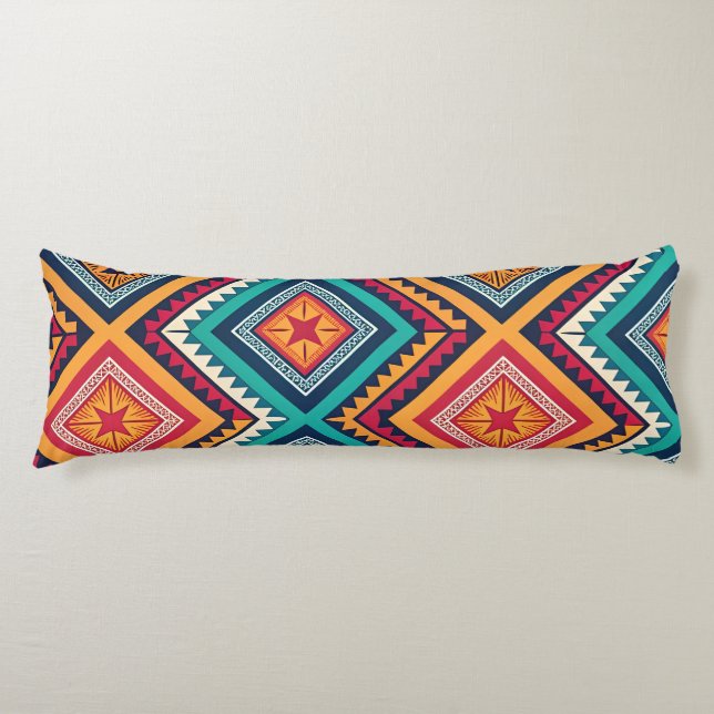 Colourful tribal pattern body pillow (Front)