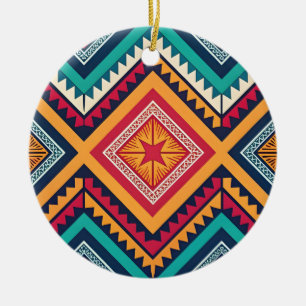 Colourful tribal pattern ceramic ornament