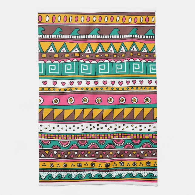 Colourful Tribal pattern Kitchen Towel (Vertical)