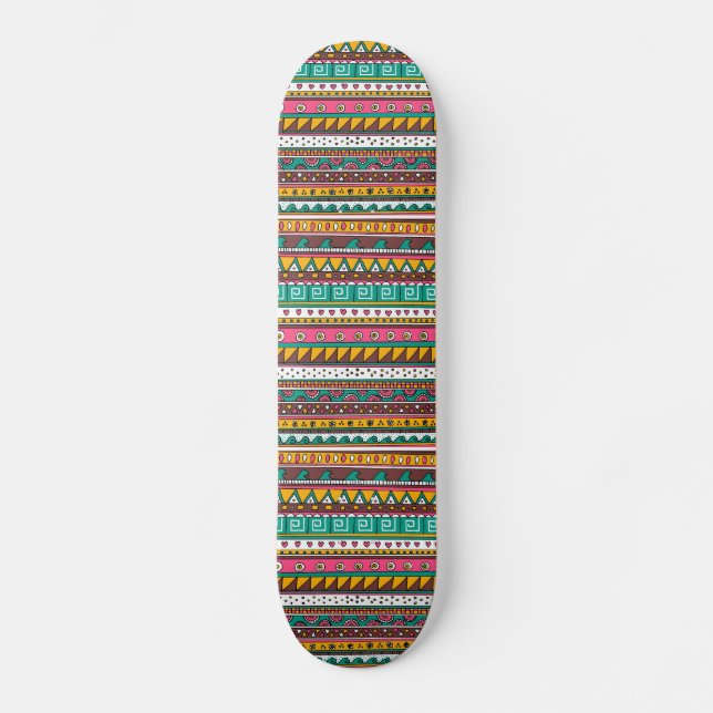 Colourful Tribal pattern Skateboard (Front)