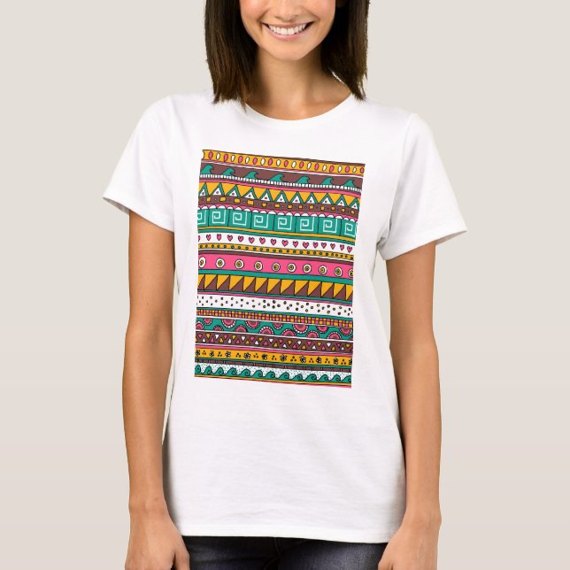Colourful Tribal pattern T-Shirt (Front)