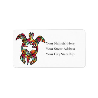 Colourful Tribal Sea Turtle Label