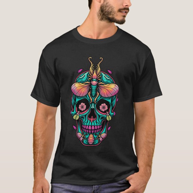 Colourful Tribal Skull  T-Shirt (Front)