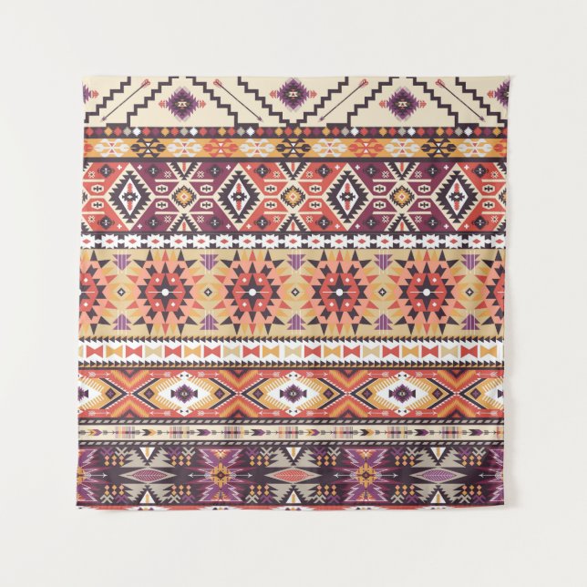 Colourful tribal style, vibrant seamless pattern. tapestry (Front)