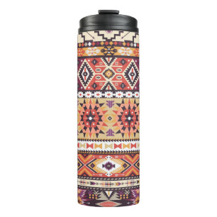 Colourful tribal style, vibrant seamless pattern. thermal tumbler