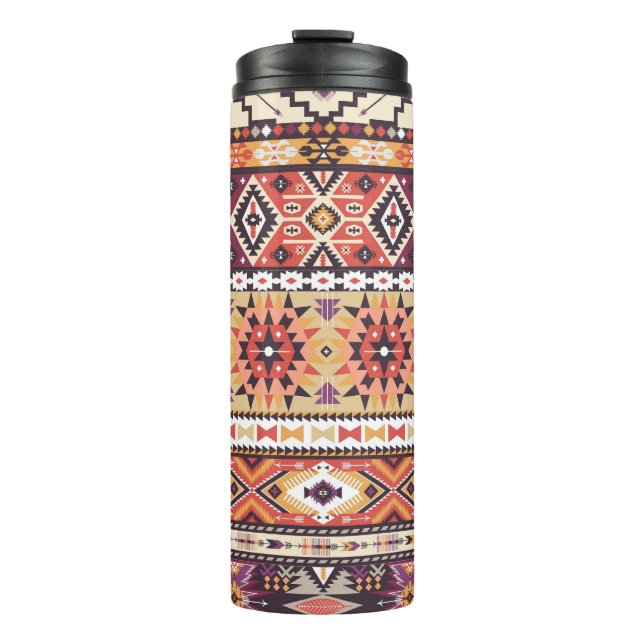 Colourful tribal style, vibrant seamless pattern. thermal tumbler (Front)
