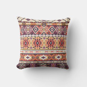 Colourful tribal style, vibrant seamless pattern. throw pillow