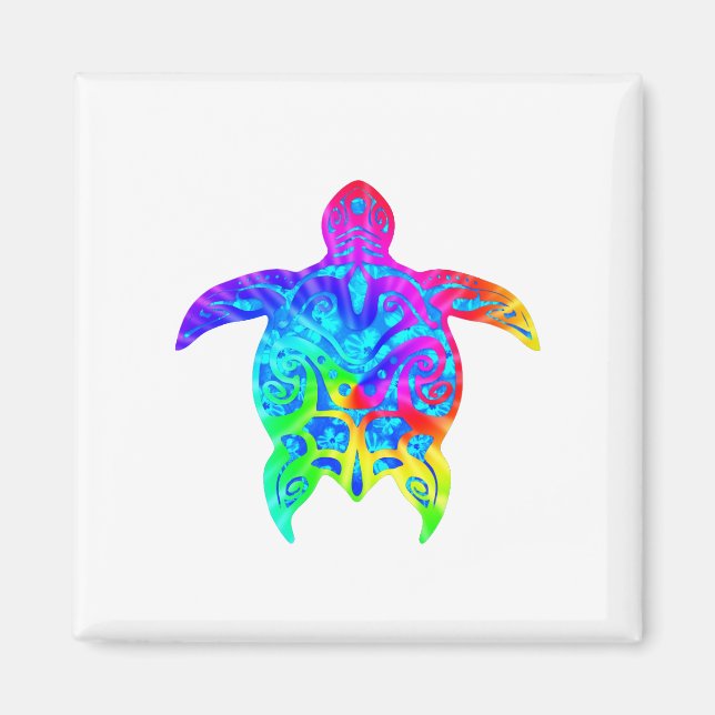 Colourful Tribal Turtle Magnet (Front)