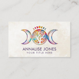 Colourful Triple Moon - Tree of life  Business Car Business Card