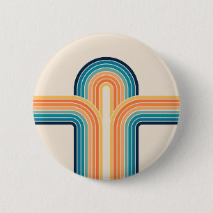 Colourful triple retro arches 2 inch round button