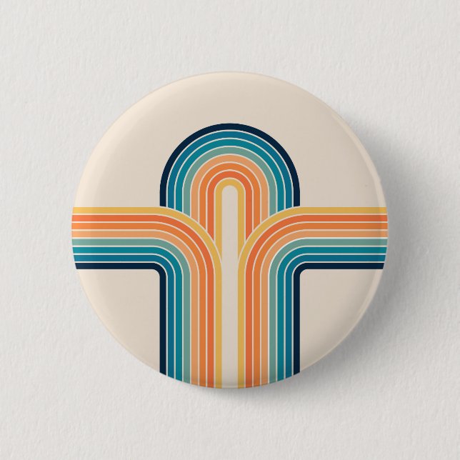 Colourful triple retro arches 2 inch round button (Front)