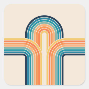Colourful triple retro arches square sticker