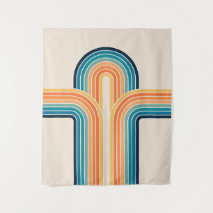 Colourful triple retro arches tapestry