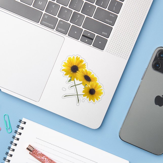 Colourful Triple Sunflower Photograph (Laptop w/ iPhone)