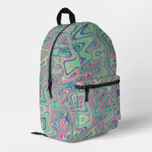 Colourful Trippy Acid Trip Digital Abstract Art Printed Backpack