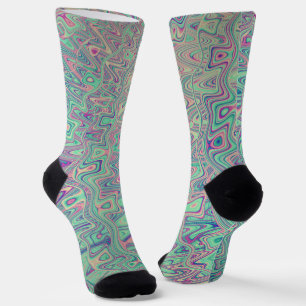 Colourful Trippy Acid Trip Digital Abstract Art Socks