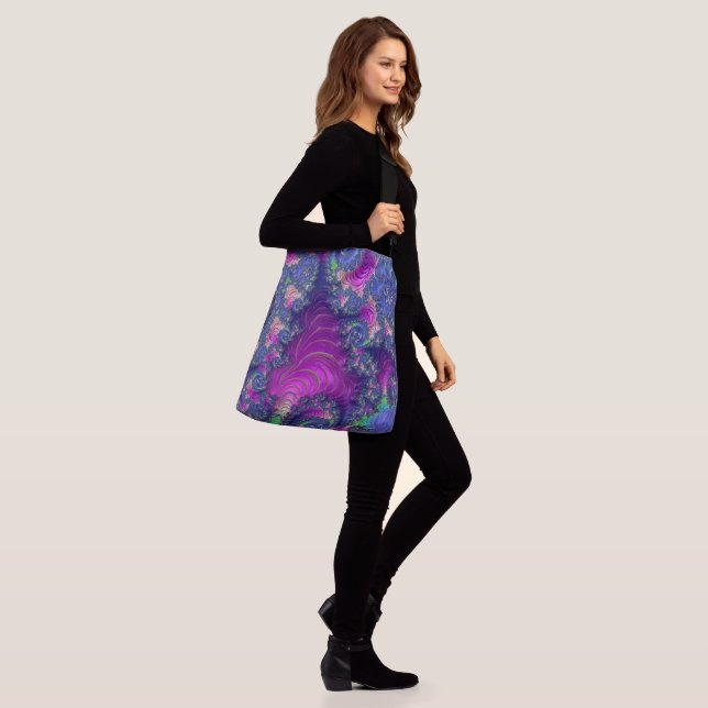 Colourful Trippy Boho Jewel Tone Rainbow Fractal Crossbody Bag (On Model)