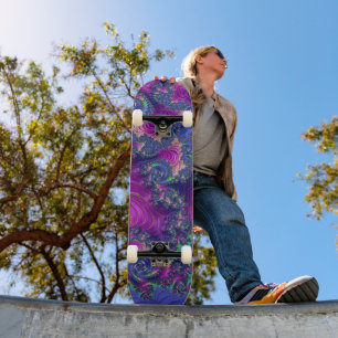 Colourful Trippy Boho Jewel Tone Rainbow Fractal Skateboard