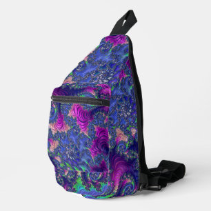 Colourful Trippy Boho Jewel Tone Rainbow Fractal Sling Bag