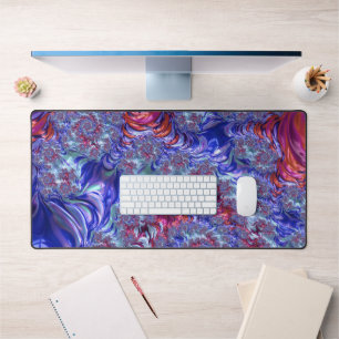 Colourful Trippy Groovy Digital Abstract Fractal Desk Mat